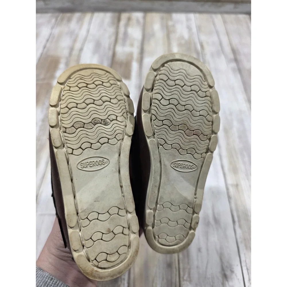 Superoos Toddler Boys Size 5 Brown‎ Boat Shoes Hook and Loop Sailor Loafers